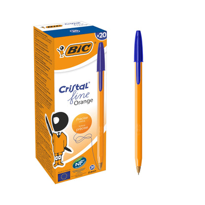BIC Orange Original Fine Ballpoint Pens Fine Point (0.8 mm) - Blue, Box of 20