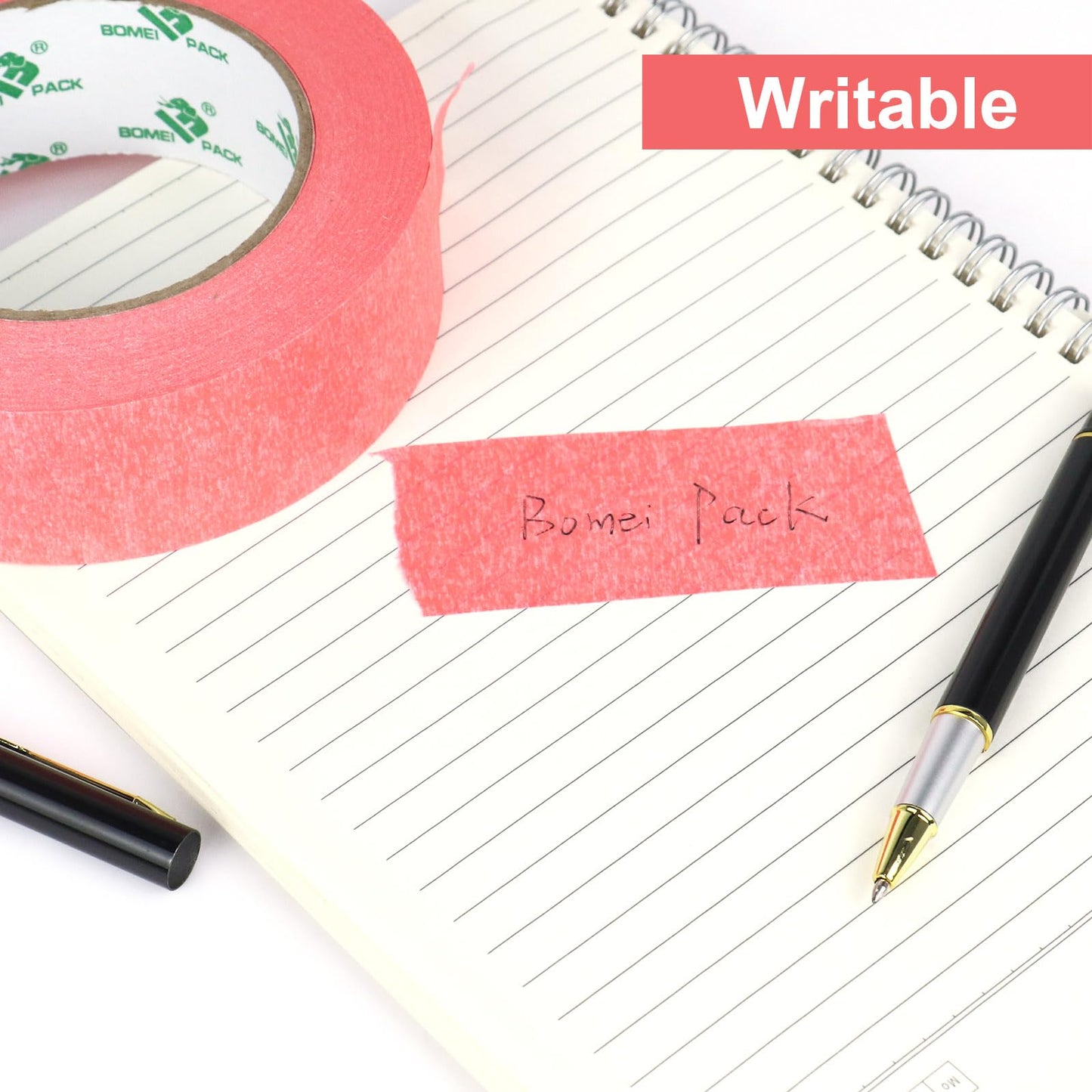 BOMEI PACK 5Rolls Pink Masking Tape 36mm x 55yds, General Purpose Thin Pink Painters Tape for Painting, Labeling, DIY Crafting, Decoration and School Projects, Total 275yds