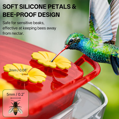 2 Pack Window Hummingbird Feeder with Strong Suction Cup, Plastic Hummingbird Feeders for Outdoors, Built-in Moat,Easy to Clean and Refil (10oz) (2, Red)