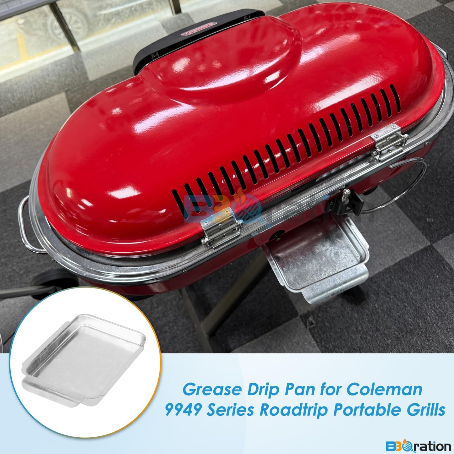 BBQration Grease Pan for Coleman Portable Roadtrip 9949 Series Grills, Drip Pan for Coleman Grill Accessories 9924, 9949-750, 9949-759, 9949-451 Grease Tray for Coleman Roadtrip Grill Parts
