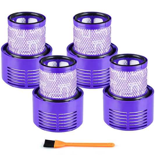 4 Pack Dyson V10 Filter Replacement for Cyclone Series, Animal, Absolute, Total Clean, SV12 Vacuum Cleaner - Replace Part #969082-01, Reusable and Washable