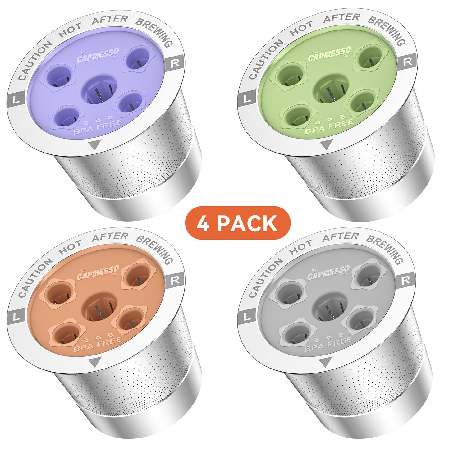 CAPMESSO Reusable K Cups for Keurig: 2025 Updated My K Cup Metal Coffee Filter Refillable Coffee Pods with 5 Holes - for K Supreme/K Slim/K-Duo Gen2/K-Brew Chill with MultiStream Technology (4 Pack)