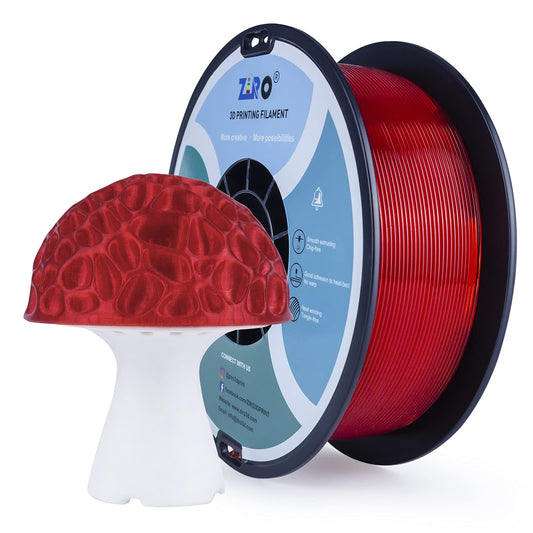ZIRO PLA Filament 1.75mm, Transparent Red 3D Printer Filament, Bright Pure Color Semi-Transparent Spool, Dimensional Accuracy +/- 0.03mm, Clear PLA Fits for Most 3D Printing FDM Printers, Red