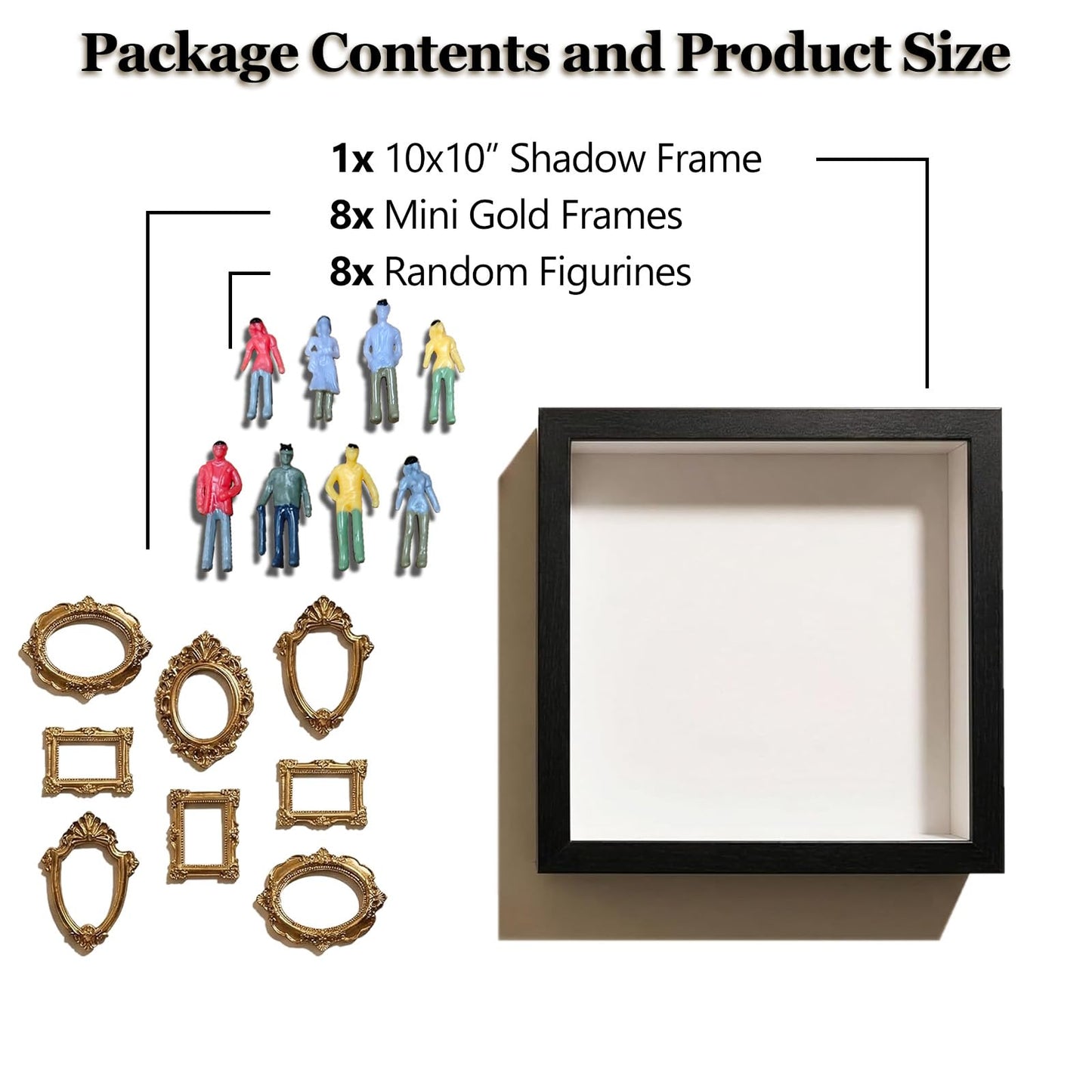 DIY Mini Museum Silhouette Box, Museum of Us Box Celebrate Your Unique Memories in Style, Personalized Photo Shadow Boxes Display with 8pcs Mini Museum Figurines & 8pcs Gold Mini Frames