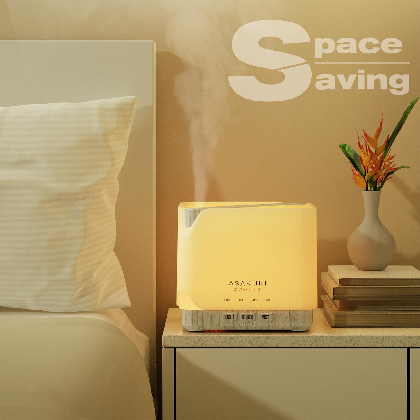 ASAKUKI 700 ml Essential Oil Diffuser, Multifunctional Ultrasonic Aromatherapy Fragrant Oil Vaporizer Humidifier with Timer, Auto-Off Safety Switch, and 7 LED Light Colors (White Wood)