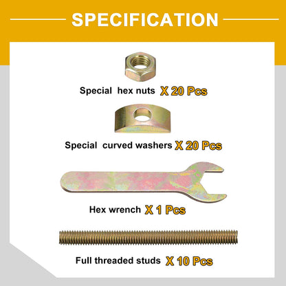 uxcell Countertop Connector, 5/16" x 3-1/2" Desktop Fastener Furniture Connecting Kit Used to Connect Table top Bed Butcher Block Countertops 10Pcs