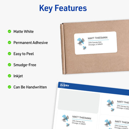 Avery Half-Sheet Printable Shipping Labels, 5.5" x 8.5" Customizable Stickers, White, 50 per Pack, 100 Blank Mailing Labels Total, Great for Mailing, Shipping, Organizing, and More (2-Pack of 8126)