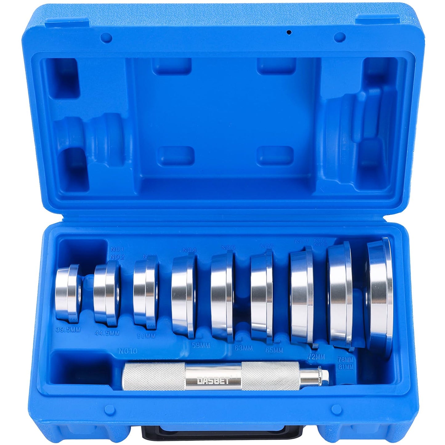 DASBET Axle Bushing Bearing Race & Seal Install Master Tool Set - Aluminum 10pcs Kit With 1 Driver 9 Discs for Bearing Installation