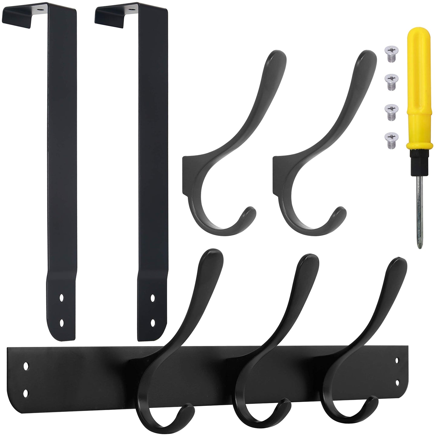 SKOLOO Over The Door Hook, Door Hanger Hooks for Hanging Clothes, Towels, Coats, Hats, Over The Door Towel Hook, Black, Assembly Required