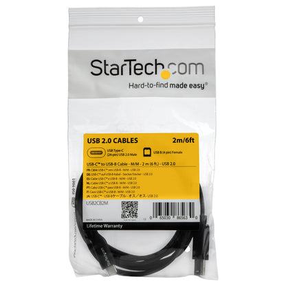 StarTech.com 2m 6ft USB C to USB B Cable - USB 2.0 - USB Type C Printer Cable M/M - USB 2.0 Type-C to Type-B Cable (USB2CB2M)