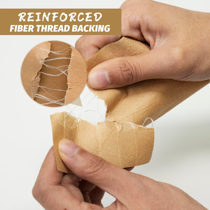 TAPEBEAR Water Activated Tape, Fiber Reinforced Gummed Tape 2inch x 165ft, Eco-Friendly Kraft Paper Tape Biodegradable Brown Packing Tape for Security Sealing, Heavy Duty Packaging and Shipping,3Rolls