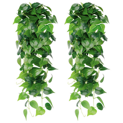 SOMYTING 2Pcs Artificial Hanging Plants 3.6ft Fake Ivy Vines Scindapsus Leaves Vine Greenery Hanging Plants for Home Garden Wedding Party Indoor Outdoor Wall Decorations (Scindapsus Leaves)