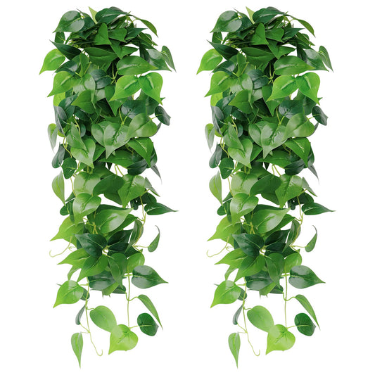 SOMYTING 2Pcs Artificial Hanging Plants 3.6ft Fake Ivy Vines Scindapsus Leaves Vine Greenery Hanging Plants for Home Garden Wedding Party Indoor Outdoor Wall Decorations (Scindapsus Leaves)