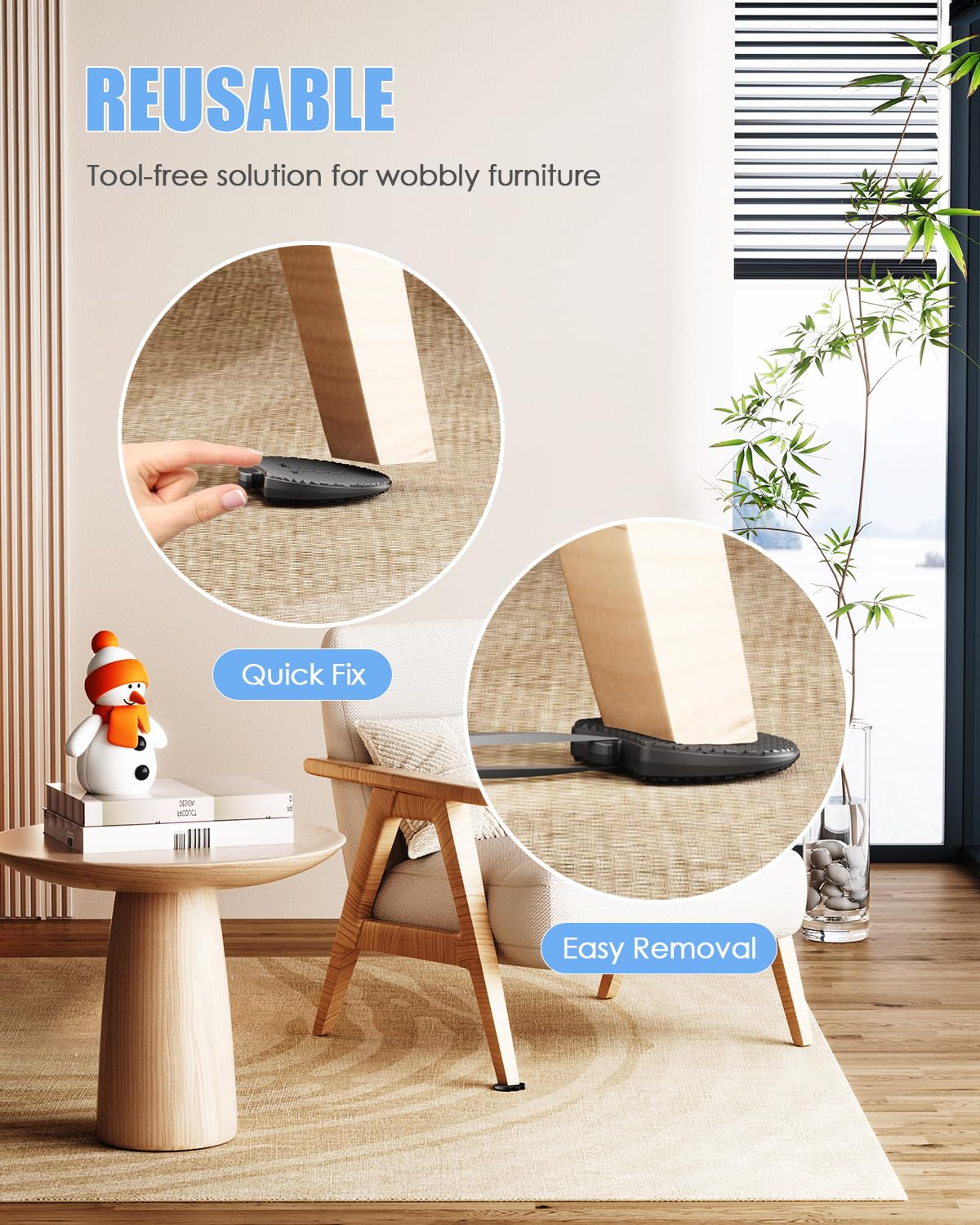 IYES.TOP Furniture Levelers - Plastic Shims for Leveling 30 PCS, Multi-Purpose Rubber Wedge for Toilet, Table, Cabinet Feet, Chair Leg, Washing Machine, Refrigerator, Restaurant, Outdoor Uneven Floors