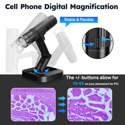 BEBANG WiFi Digital Microscope for Adults, 50X-1000X Wireless Phone Microscope with Adjustable Stand for Education Coins Electronics Repair