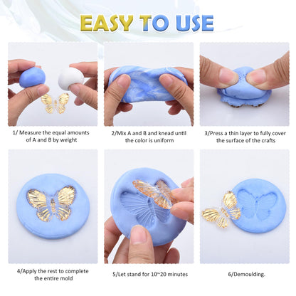 DecorRom Silicone Putty - 7/8 LB Flexible Silicone Mold Making Kit - Easy 1:1 Mixing Ratio - Fast Cured - Reusable Molds for Casting, Resin, Soap, Candle, Art Restoration