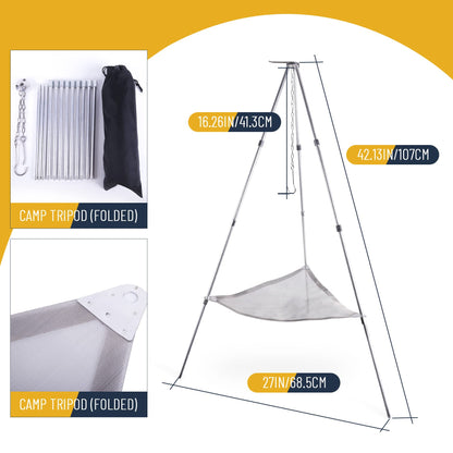 Portable Outdoor Fire Pit Camping Oven Tripod - New Upgraded Campfire Pit Collapsible Foldable Mesh Fire Pits Fireplace for Camping, Campfire, Patio, Backyard and Garden - Storage Bag Included