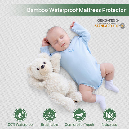 TASTELIFE Bamboo Mattress Protector Queen Size 100% Waterproof 3D Air Fabric Cooling Mattress Cover with 8”-21” Deep Pocket Soft Breathable Noiseless Bed Protector