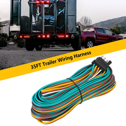 VINAUO 35FT Trailer Wiring Harness, 4 Wire Trailer Wire, Color Coded Wishbone Style Trailer Wiring Harness Kit 4 Pin, 42" Ground Trailer Wiring Kit, 4 Pin Trailer Connector