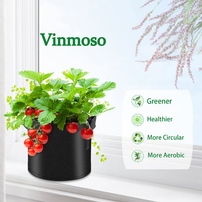 vinmoso 10 Pack Grow Bags 15 Gallon Heavy Duty Thickened Non-Woven Grow Bag with Handles Plant Grow Bags Planting Bags Plant Bags