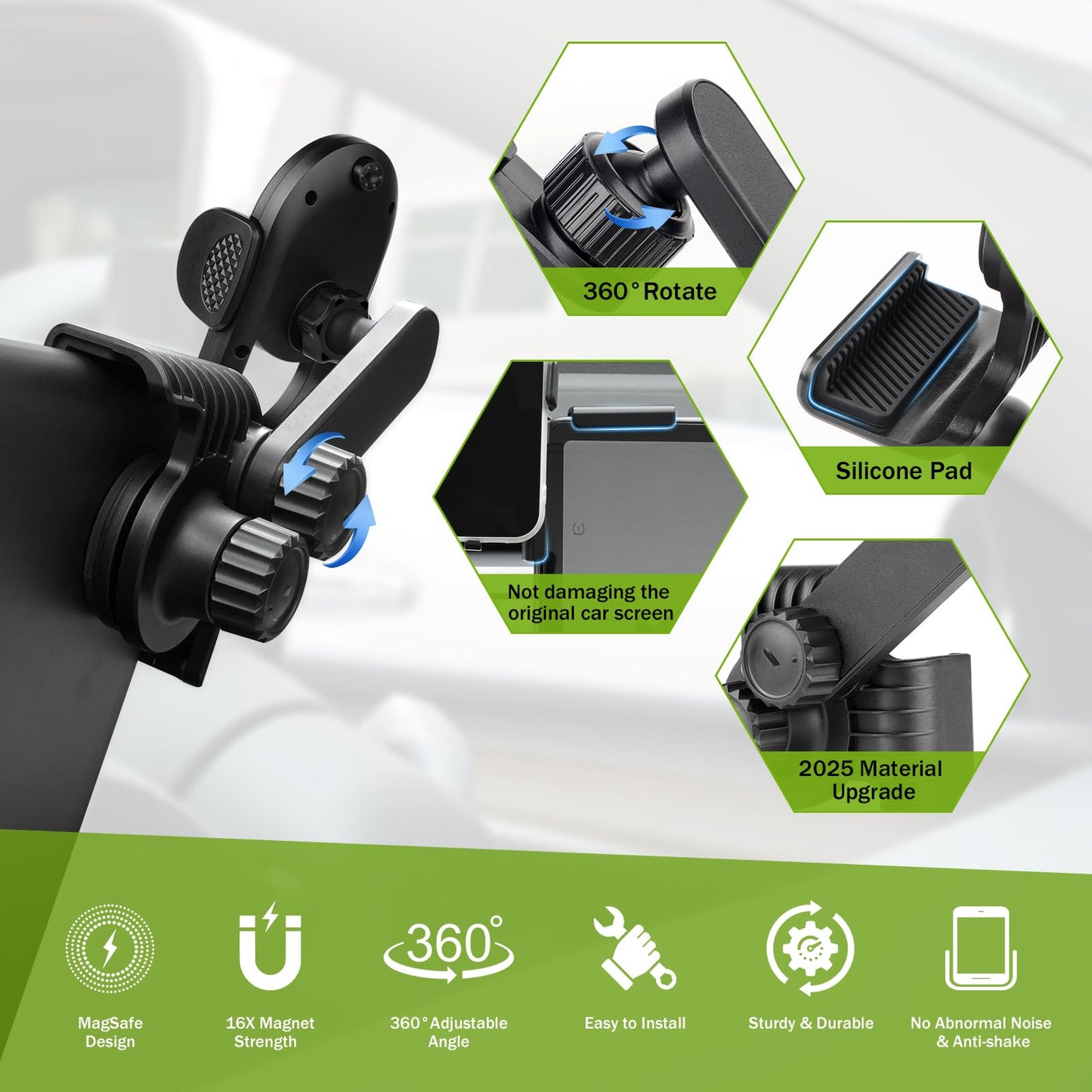 Cacartist for Tesla Phone Mount Compatible with Model Y/3/S/X, Cybertruck Magnetic Phone Holder Model Y Accessories Phone Mount Holder for iPhone, Android Car Mount (2pcs)