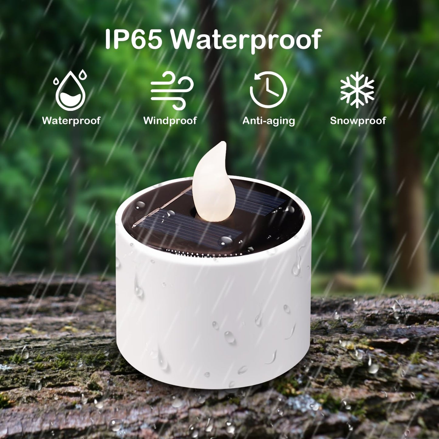 Solar Candle Lights Outdoor Waterproof - 8 Pack Rechargeable Flickering Tea Lights Solar Powered Reusable LED Candles Flameless Lamp Nightlights for Lanterns Garden Camping Home Decor, 2.3''x2.1''