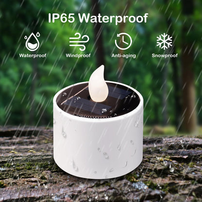 Solar Candle Lights Outdoor Waterproof - 8 Pack Rechargeable Flickering Tea Lights Solar Powered Reusable LED Candles Flameless Lamp Nightlights for Lanterns Garden Camping Home Decor, 2.3''x2.1''