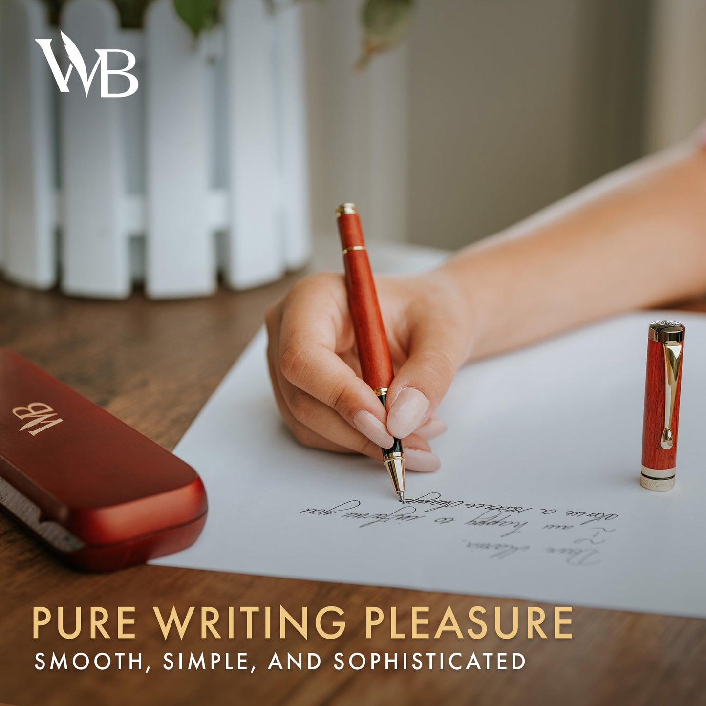Wordsworth and Black Rollerball Pen-Stunning Luxury Pen Bamboo Rosewood Gold Finish, Refillable, Best Roller Ball Gift Set Pen for Men & Women, Ink Refill, Point Office Pens for Writing