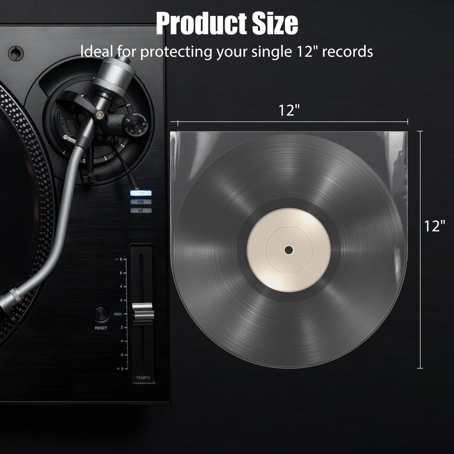 100 Vinyl Record Sleeves-Fits 12 Inch Single, Double, and Gatefold LPs - Protect Your Record Collection (Inner Sleeves-Round Bottom)