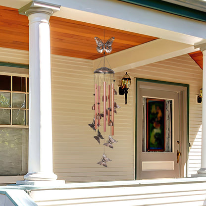 UXORSN Butterfly Wind Chimes for Outside Clearance,26" Unique Garden Wind Chimes with 4 Aluminum Tubes for Grandma Mom Gifts Porch Window Balcony Hanging Decor
