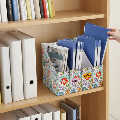WRINGKIT 20 Pack Cardboard Magazine File Holder, Foldable Magazine Organizer Box, Large Decorative Magazines Storage Bin with Blank Label Sticker for School Office Shelves, File Folders for Documents