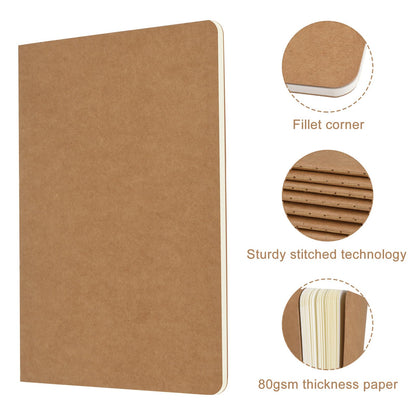 ZCZN 24 Pack A5 Blank Notebook, Kraft Notebooks 60 Pages(30 Sheets), 8.15 * 5.5 Inches Unlined Notebook, Bulk Diary, Subject, Memo Notebooks for Work, School, Office