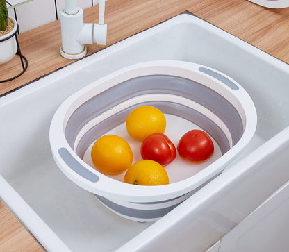 AAKitchen Collapsible Portable Wash Basin and Chop Board Sink for RV Trailers Camping - Foldable Dishpan Tub
