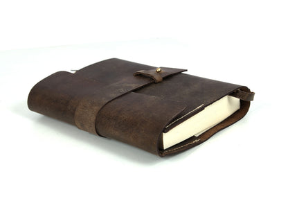 Aaron Leather Journal Refillable Writing Notebook-Traveler's Notebook 200 pages 7.5 X 5.5 By Aaron Leather Goods
