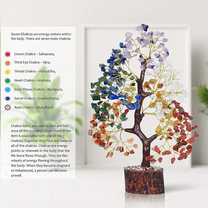 Chakra Tree of Life - Crystal Tree for Positive Energy - Seven Chakra Tree - 7 Chakra Tree, Money Tree, Feng Shui Decor, Chakra Stones, Crystals and Healing Stones, Premium Meditation Accessories