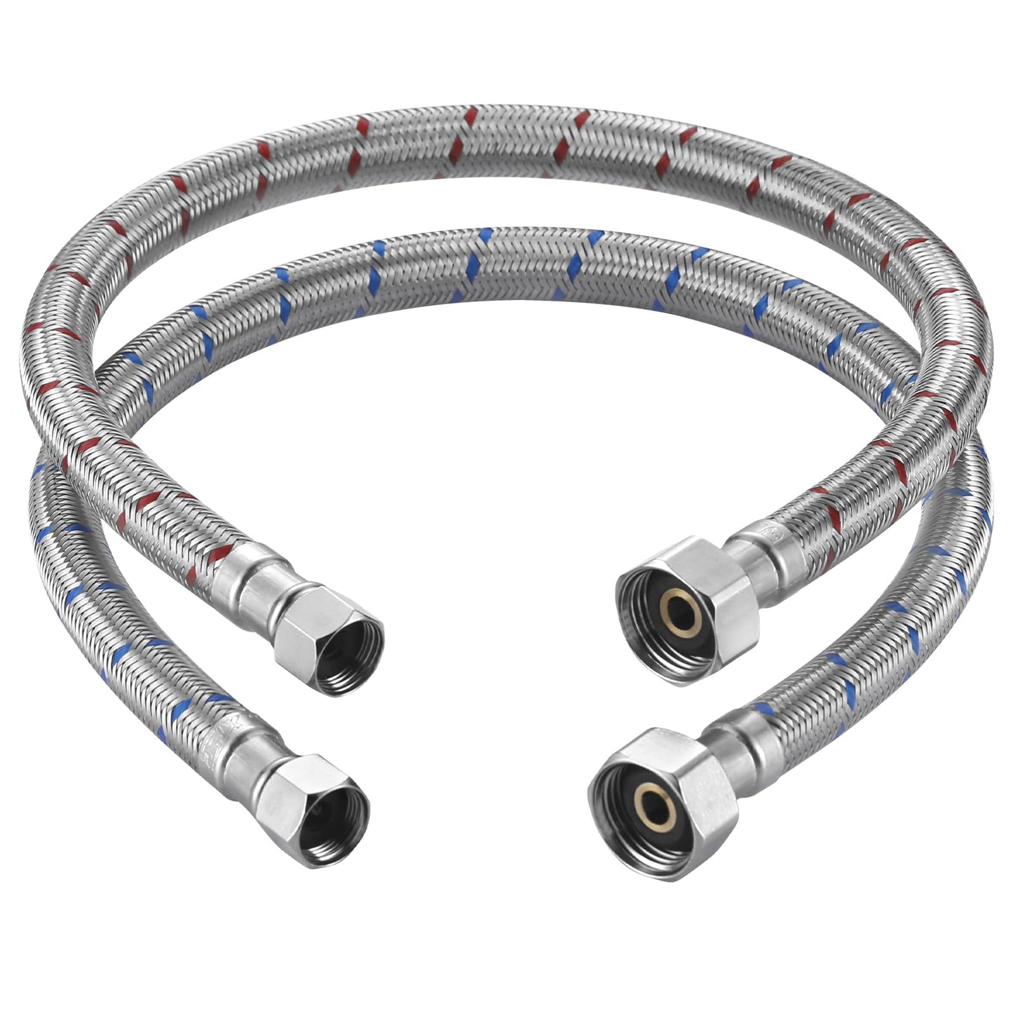 iVIGA 20-Inch Faucet Supply Lines: Braided Stainless Steel Flexible Faucet Hose Connector - 3/8" Compression x 1/2" FIP Water Supply Lines for Bathroom Kitchen Sink Faucet 2PCS