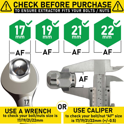 Spurtar 5 Pcs Wheel Lock Removal Kit, Locking Lug Nut Removal Tool Lug Nut Extractor Set Twist Socket Set for Removing Damaged, Dead, Rusted, Rounded-Off Bolts, Nuts & Screws-17MM,19MM, 21MM, 22MM