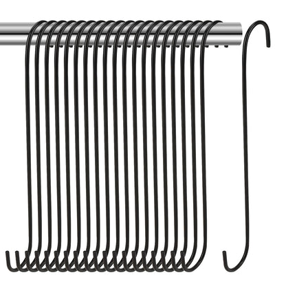 SENJEOK 20 Pack 12 Inch Large Black S Hooks, 30cm Long Metal S Shaped Hooks for Hanging