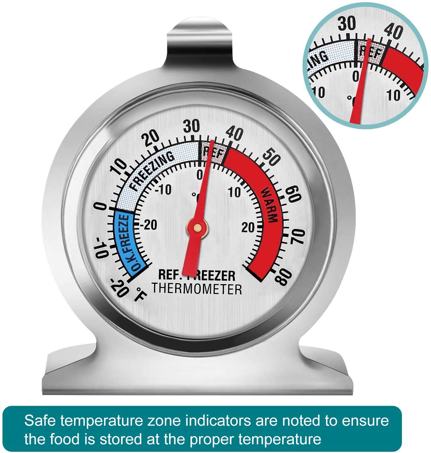 Refrigerator Thermometer, Large Dial Freezer Thermometer,Classic Series Temperature Thermometer for Refrigerator Freezer Fridge Cooler (5Pack)