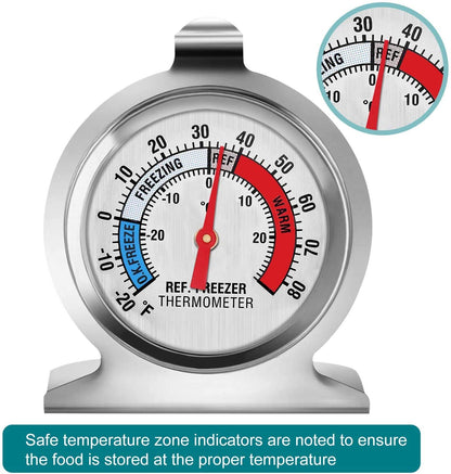 Refrigerator Thermometer, Large Dial Freezer Thermometer,Classic Series Temperature Thermometer for Refrigerator Freezer Fridge Cooler (5Pack)