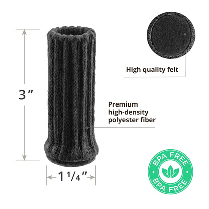 Chair Leg Socks X-PROTECTOR – 24 PCS Furniture Socks – Chair Covers for Legs 1”-2” - Chair Leg Floor Protectors – Black Hardwood Floor Protectors – Knitted Chair Feet Socks – Shape Doesn't Matter!