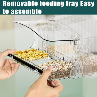 WLLKOO Window Bird Feeder 2 Pack with Strong Suction Cups, Clear Bird feeders for Viewing, Bird Feeders for Outdoors Outside with Drain Holes