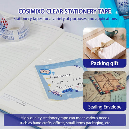 COSIMIXO 48Rolls Crystal Clear Tape Refills with Dispenser, 3/4Inch x 1000 inch,Bulk Transparent Tape,Office Stationery Tape for Home and School or Craft Room for Gift Wrapping