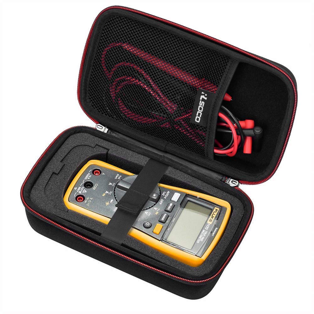 RLSOCO Hard Case for Fluke 115/117/114/17B+/233/179/15B+/116/177/18B+/113/77-IV & Fluke 101/106/107 Digital Multimeter, Fluke Multimeter Case with DIY Foam, Fits More Models - Red YKK Zip