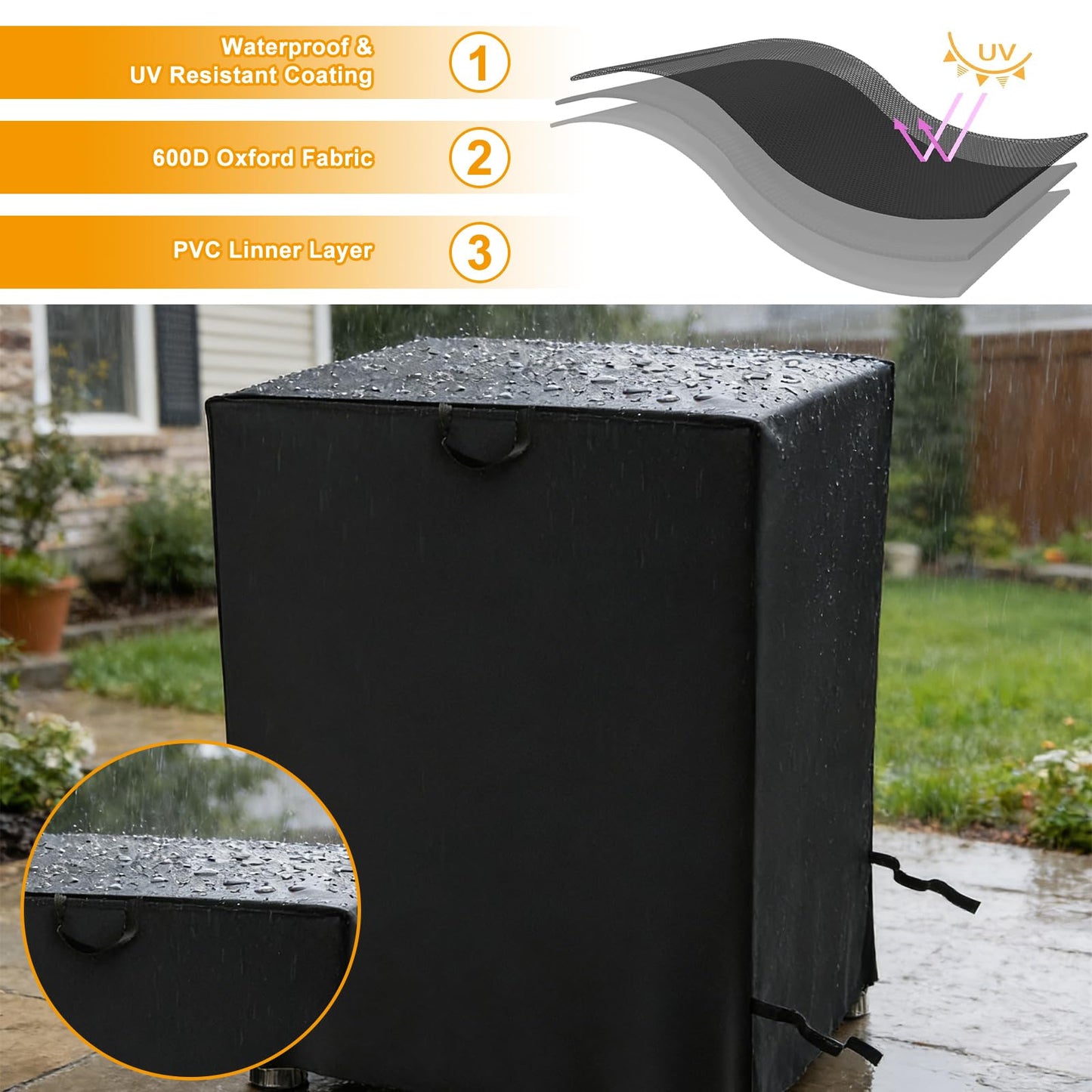 30 Inch Electric Smoker Cover for Masterbuilt Electric Smoker, 600D Heavy Duty Waterproof Square Smoker Cover, Special Fade and UV Resistant Material (18”W x 17”D x 33”H)