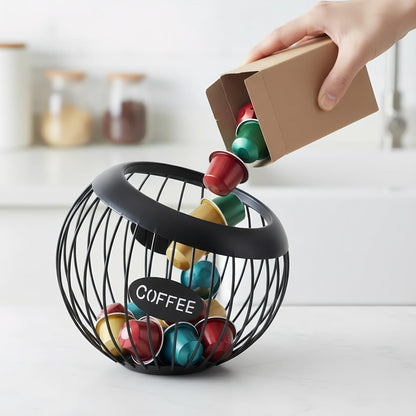 TOPZEA Coffee Pod Holder, Large Capacity K Cup Holder Metal Coffee Capsule Storage Basket, Espresso Pods Organizer for Counter, Bar Station Accessories