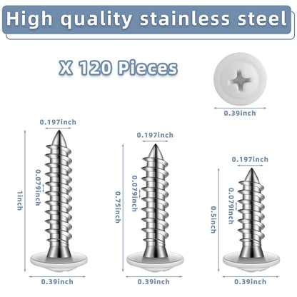 Demissle 120 Pcs #8 White Wood Screws Fast Self Tapping Wall Plate Screws White Pan Thread Truss Head for Wall Plates Wood Work Shutters Book Shelf 1/2", 3/4", 1"