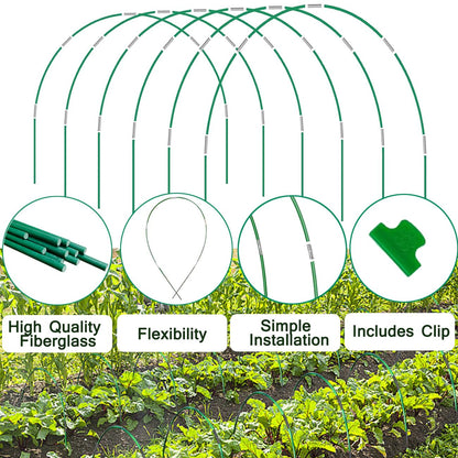 36PCS Greenhouse Hoops Grow Tunnel, 6 Sets of 8FT Long Garden Hoops, DIY Width Grow Tunnel for Raised Beds, Fiberglass Garden Hoops Kit, Rust-Free Garden Tunnel for Garden Fabric,Garden Hoops