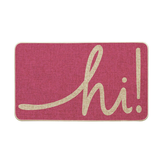 Artoid Mode Pink Hi Spring Doormat, Summer Home Decor Low-Profile Switch Rug Door Mat Floor Mat for Indoor Outdoor 17x29 Inch