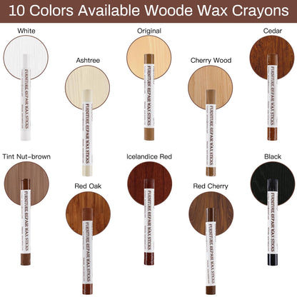 SEISSO Wood Filler Sticks, Furniture Wax Crayons for Scratches, 10 Pcs Wood Floor Repair Wax Filler Sticks, Touch Up Wax Sticks Repair Kit for Scratches, Holes, Floor, Laminate, Carpenters